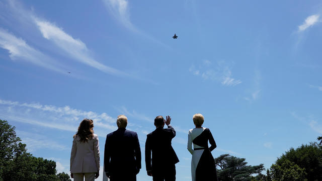 U.S. President Trump and Poland's President Duda watch F-35 flyover at the White House in Washington 