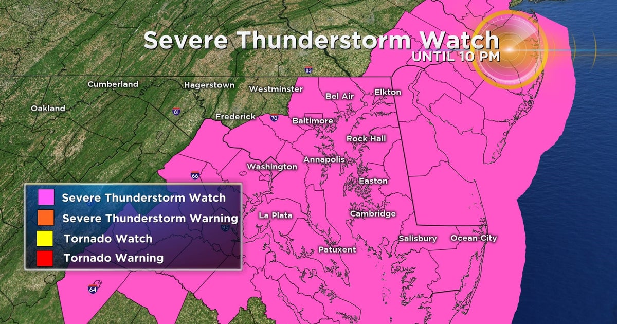 Maryland Weather Severe Thunderstorm Watches In Effect Tonight CBS