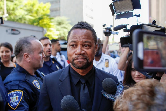Actor Gooding Jr. is surrounded by media as he leaves New York Criminal Court in the Manhattan borough of New York City