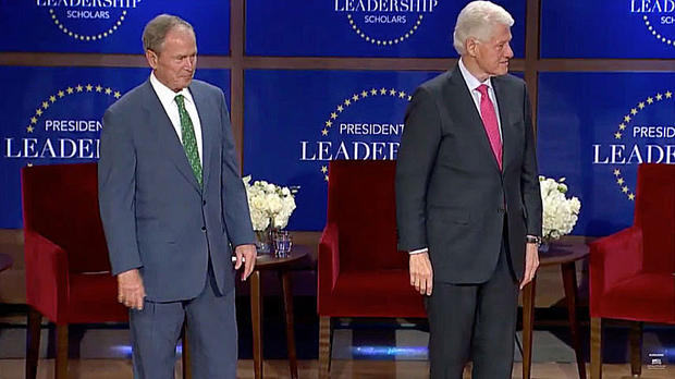 George W. Bush and Bill Clinton 