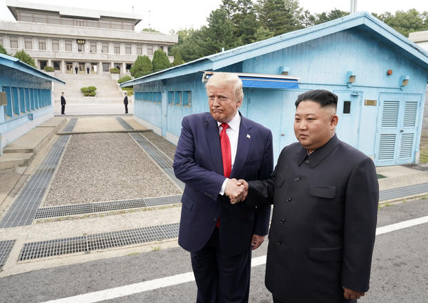 U.S. President Trump and North Korean leader Kim Jong Un meet at the Korean Demilitarized Zone 