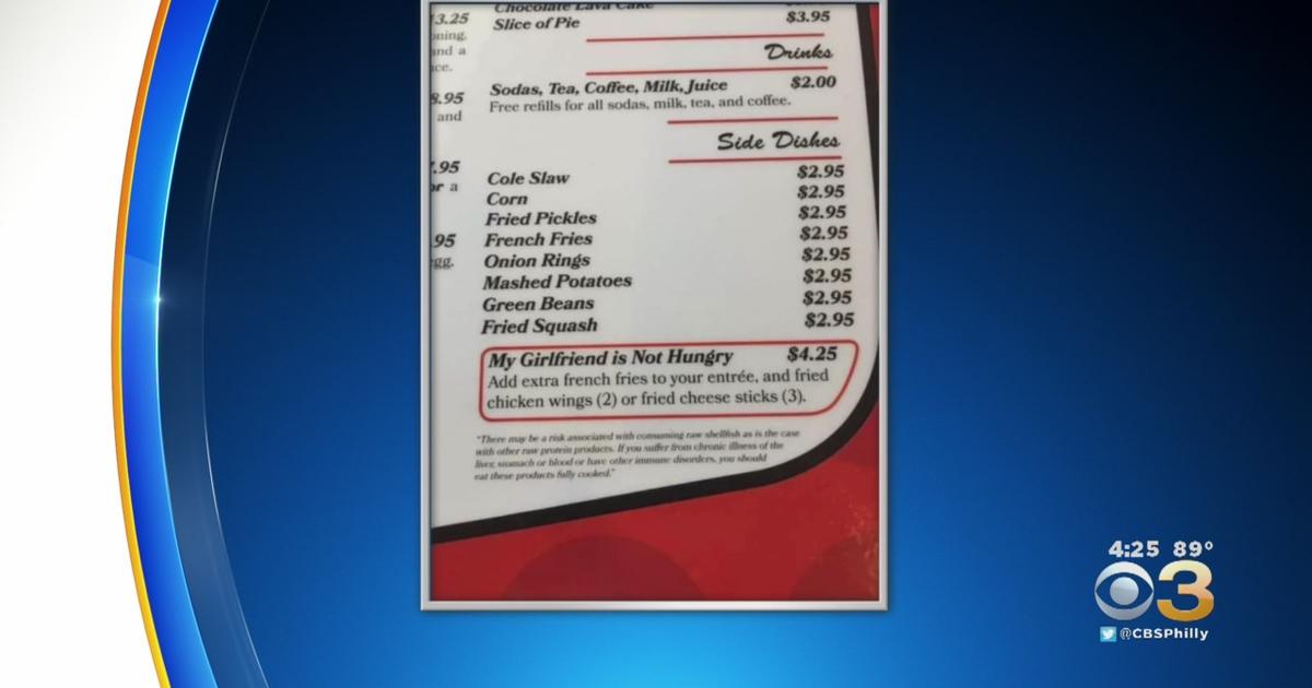 Restaurant Offering 'My Girlfriend Is Not Hungry' Option On Menu - CBS Philadelphia