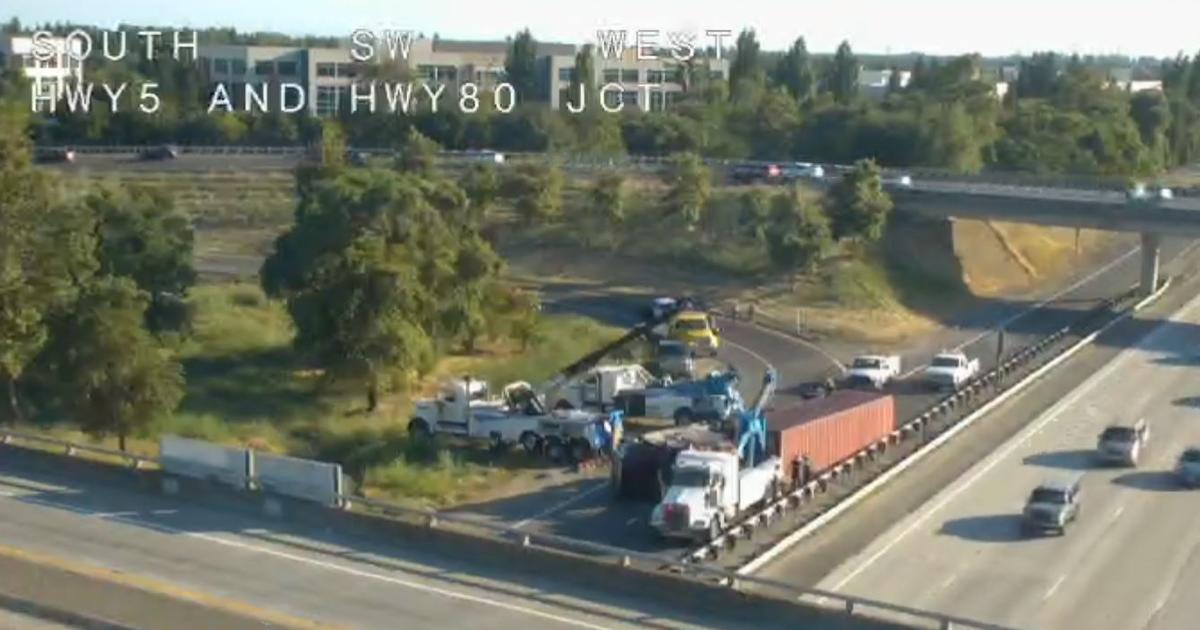 Overturned Big Rig Snarls Traffic At EB I-80 To I-5 In Natomas - CBS ...