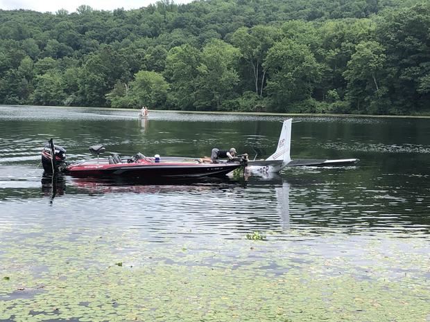 Small Plane Lands In Lake Aeroflex In Andover, N.J. 