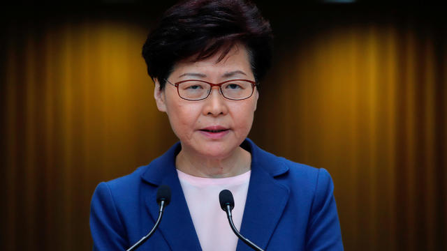 Hong Kong Chief Executive Carrie Lam speaks to media over an extradition bill in Hong Kong 