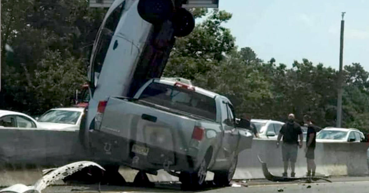 Wild Crash In New Jersey Leaves Car Near Vertical - CBS New York