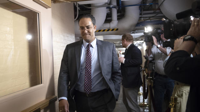 Rep. Will Hurd, R-Texas, whose congressional district runs along the majority of Texas' border with Mexico, arrives for a closed-door GOP meeting in the basement of the Capitol in Washington June 7, 2018. 