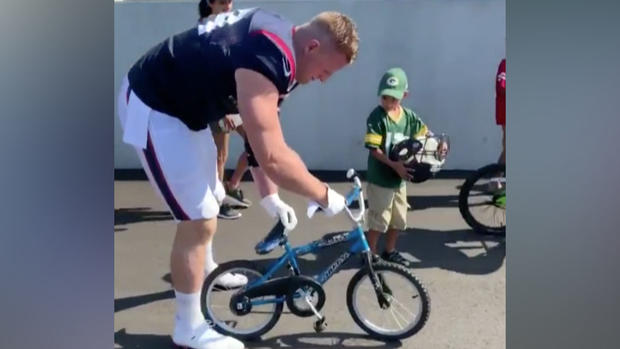JJ Watt breaks kid's bike 