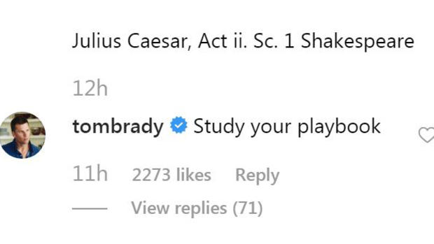 Tom Brady's Instagram Comment 