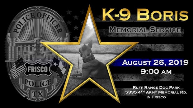 Memorial announcement for Frisco PD K-9 Boris 