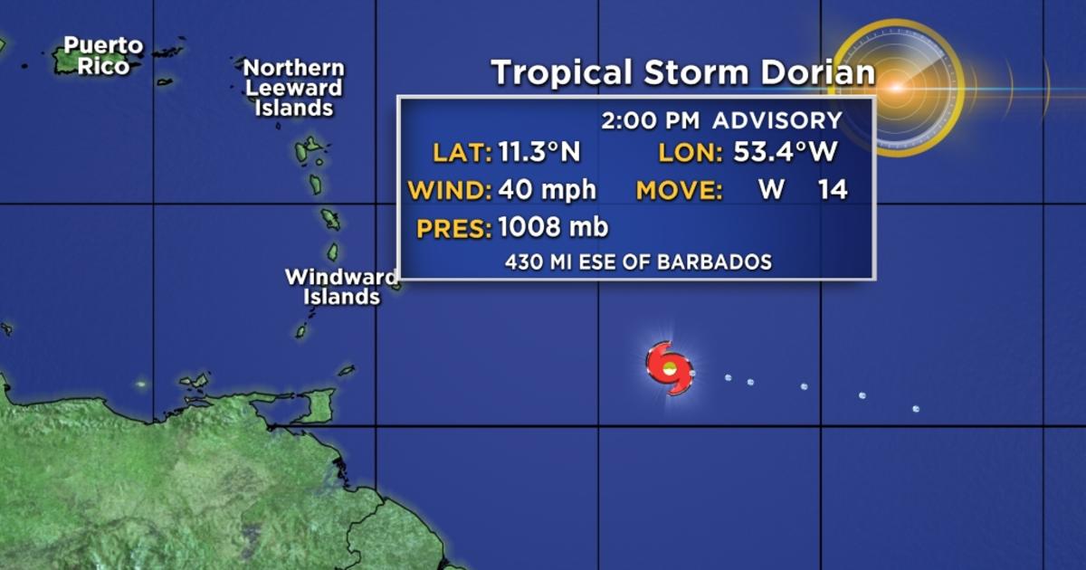 Tropical Storm Dorian Expected To Strengthen Cbs Miami