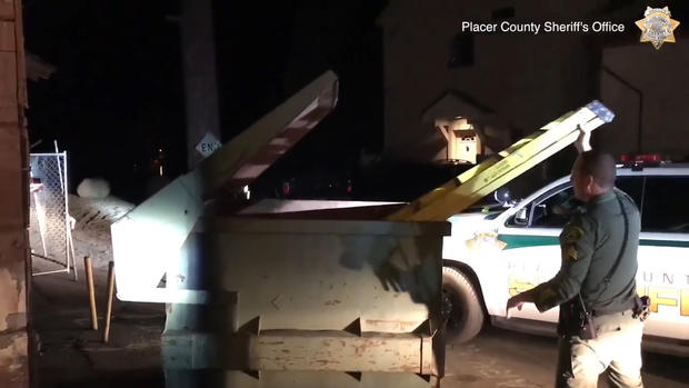 Another deputy then lowered a ladder into the dumpster. (Credit: Placer County Sheriff\'s Office) 