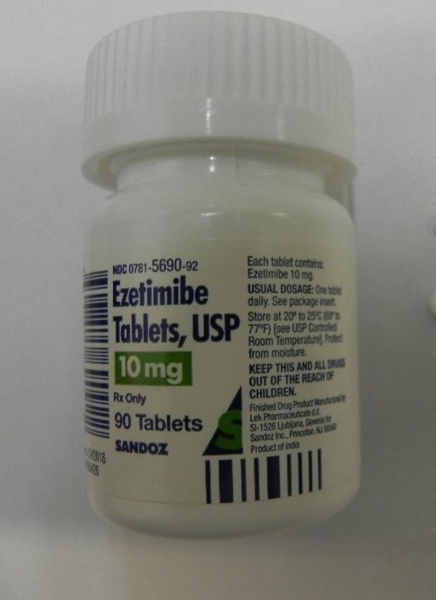 Ezetimibe 10mg Tablets 90-Count Bottle 