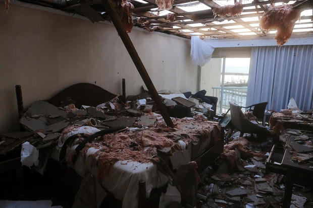 A hotel room in the aftermath of Hurricane Dorian in Marsh Harbour 