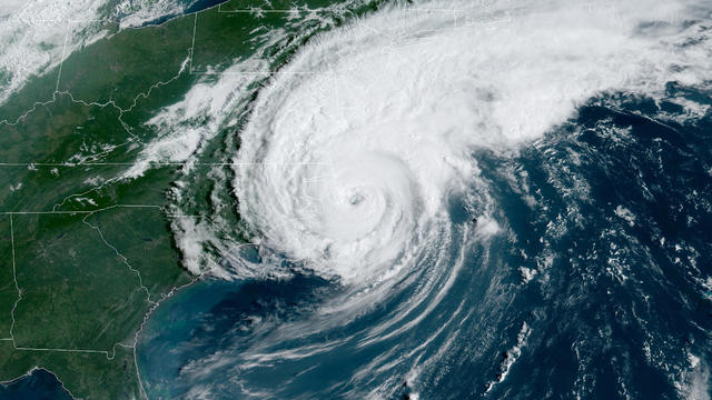 ​Hurricane Dorian rakes the North Carolina coast in a satellite image captured at 9:26 a.m. ET on September 6, 2019. 