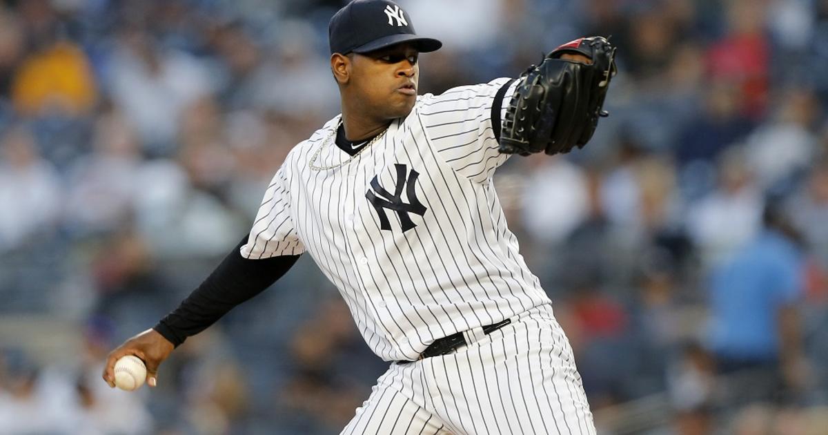 New York Yankees relief pitcher Dellin Betances (68) pulls-up his