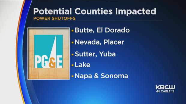Counties Impacted By PG&amp;E Blackout 