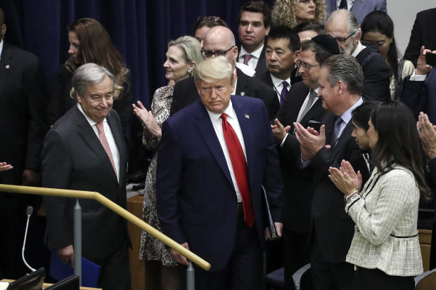 United Nations Secretary-General Antonio Guterres, left, and President Trump arrive for a meeting on religious freedom at U.N. headquarters on September 23, 2019, in New York City. 