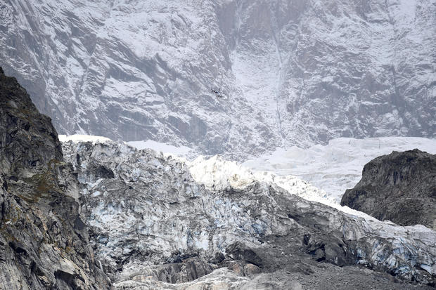Segment of the Planpincieux glacier is seen at the Mont Blanc massif area of Planpincieux, Aosta 