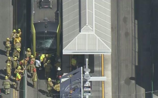 Man Critically Hurt After Getting Trapped Underneath Expo Line Train In Downtown LA 