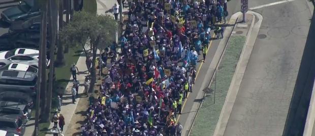Union Airport Workers, Rideshare Drivers March On LAX 