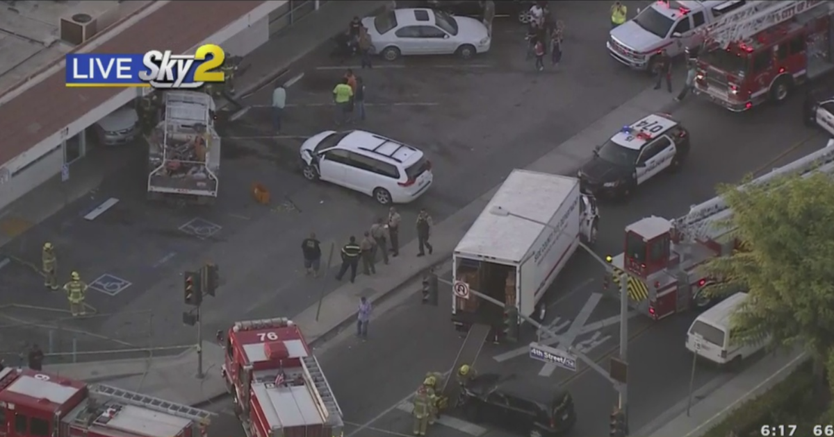 Car Slams Into Building Following MultiVehicle Crash, 8 Injured CBS