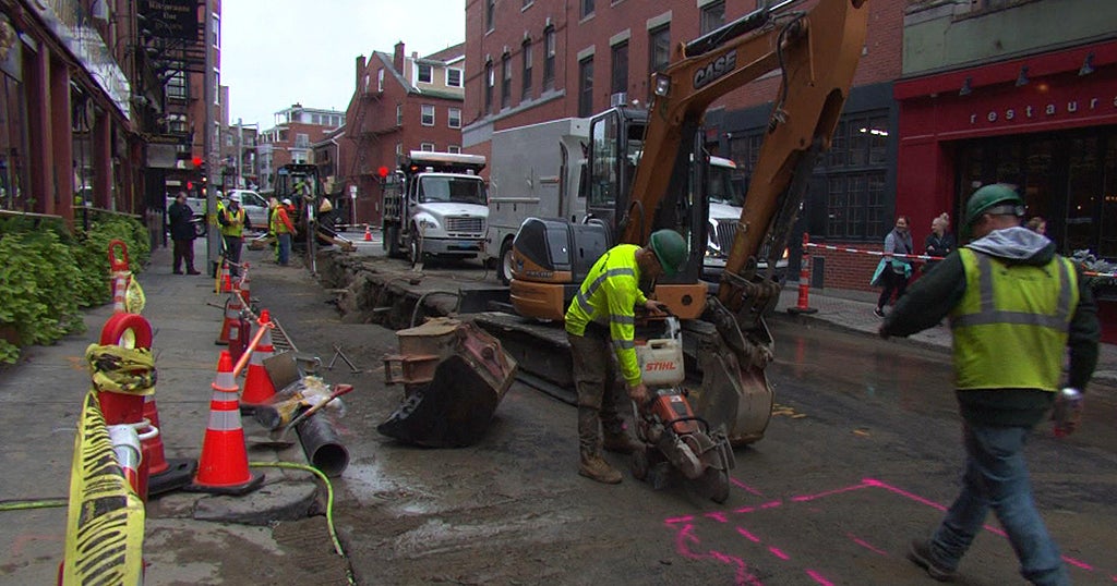Water Main Break Hits North End Street Again - CBS Boston