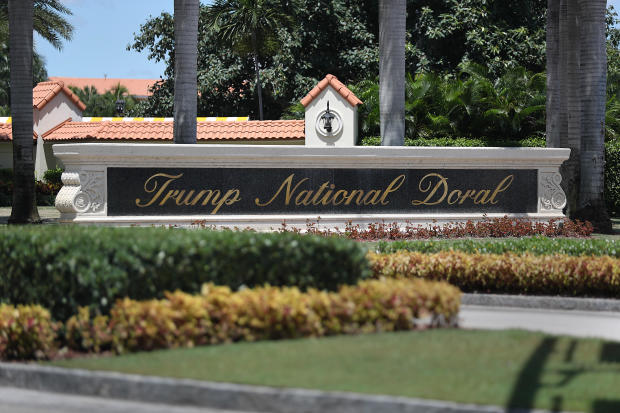 A Trump National Doral sign is seen at the golf resort owned by President Trump's company on August 27, 2019, in Doral, Florida. 