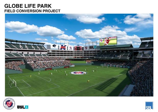 Rendering of Globe Life Park for soccer 