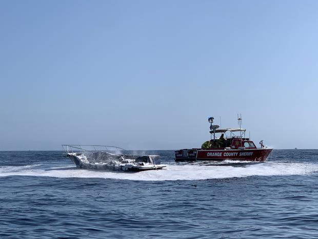 2 Rescued After Boat Catches Fire Off Newport Beach Coastline 