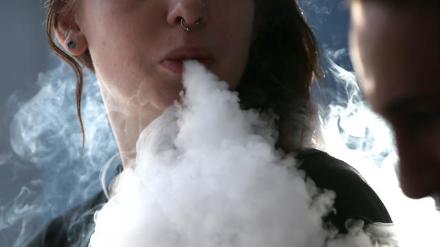 Rhiannon Griffith-Bowman smokes an e-cigarette at Digital Ciggz on January 28, 2015, in San Rafael, California. 