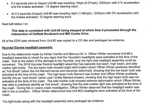 Police Report Friedlander's Vehicle 