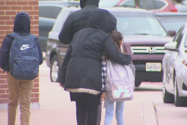 School kids in the cold 