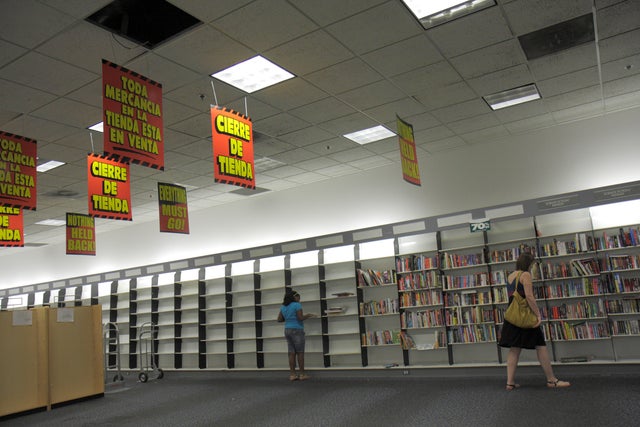 A clearance sale at Waldenbooks.