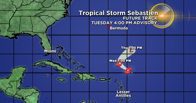 Tropical Storm Sebastien Treking Northwest Across The Atlantic - CBS Miami