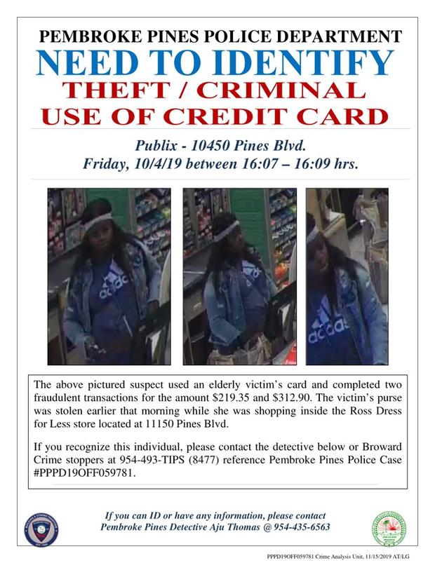 Pembroke Pines Credit Card Thief Flyer 