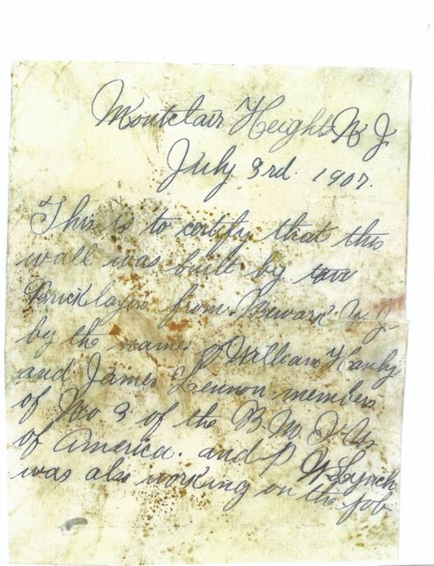 Pictures of 112 year old letter found at Montclair State 