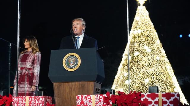 U.S. President Donald Trump and Mrs. Trump participate in 96th annual National Christmas Tree Lighting ceremony in Washington 