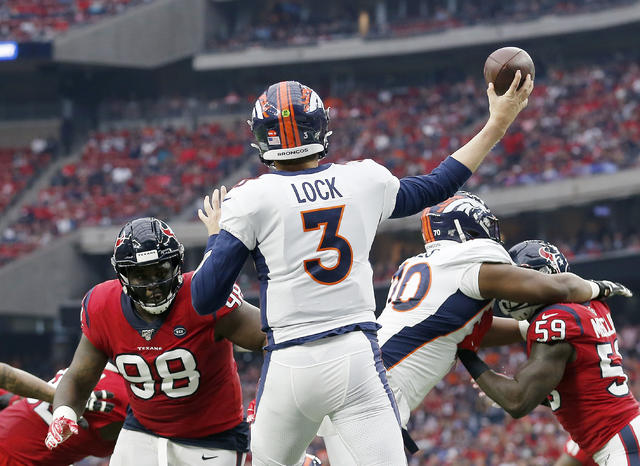 Lock throws 3 TDs in first half as Broncos beat Texans 38-24