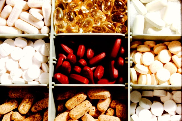 Boxes with Organized Medication and vitamins 