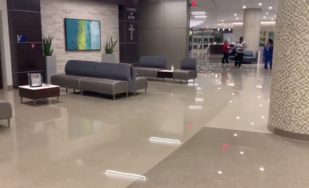 Hospital lobby flooded 