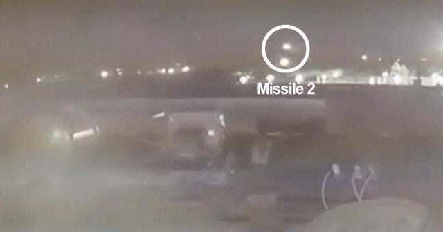 Video shows Iranian missiles striking Ukrainian jet