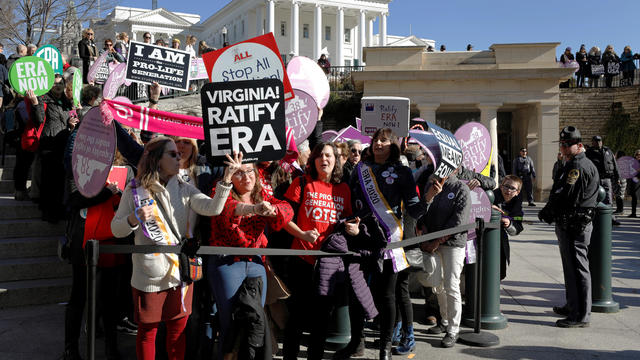 Equal Rights Amendment activists gather outside the Capitol building in Richmond, Virginia 