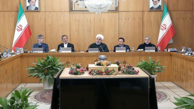 Iranian President Hassan Rouhani speaks during the cabinet meeting in Tehran 