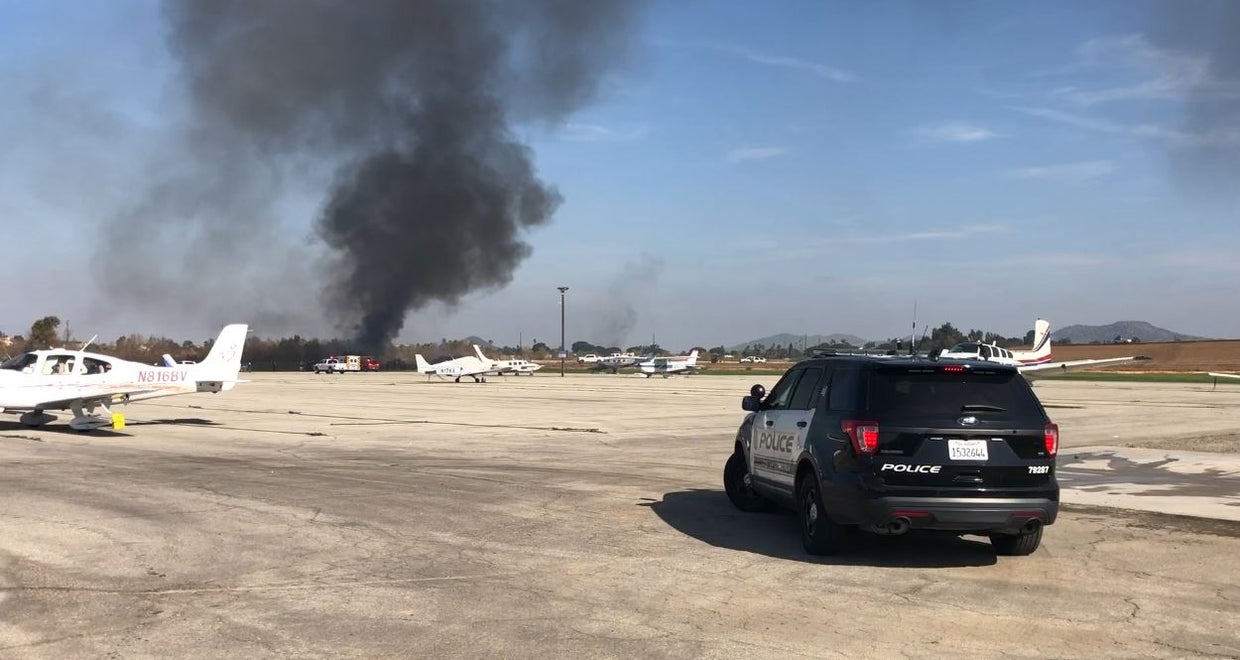 4 Killed When Plane Hits Berm, Flips, Catches Fire At Corona Airport ...