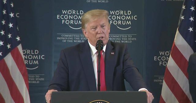 Trump reacts to impeachment trial during Davos press conference