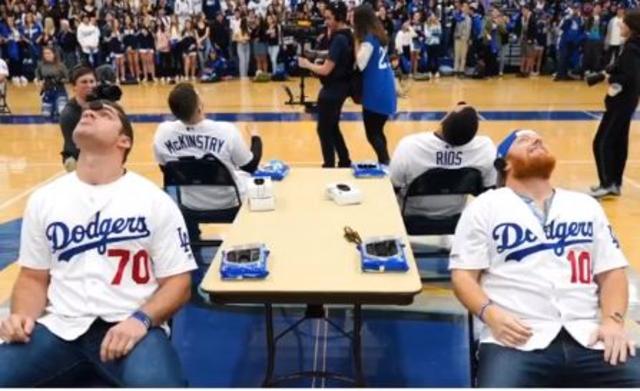 Dodgers help lift spirits with pep rally at Saugus High School