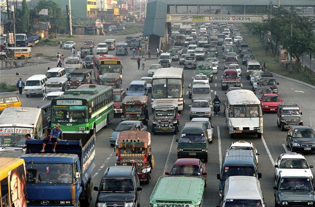 Road Transport, Philippines, Manila, Morning Rush 'Hour' Lasts All Day In Manila, Cars, Buses And Trucks Travel At Little More Than Walking Speed Most Of The Time, 