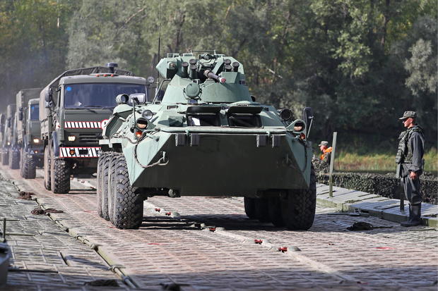 Bridge traffic recovery military exercise in Samara Region, Russia 