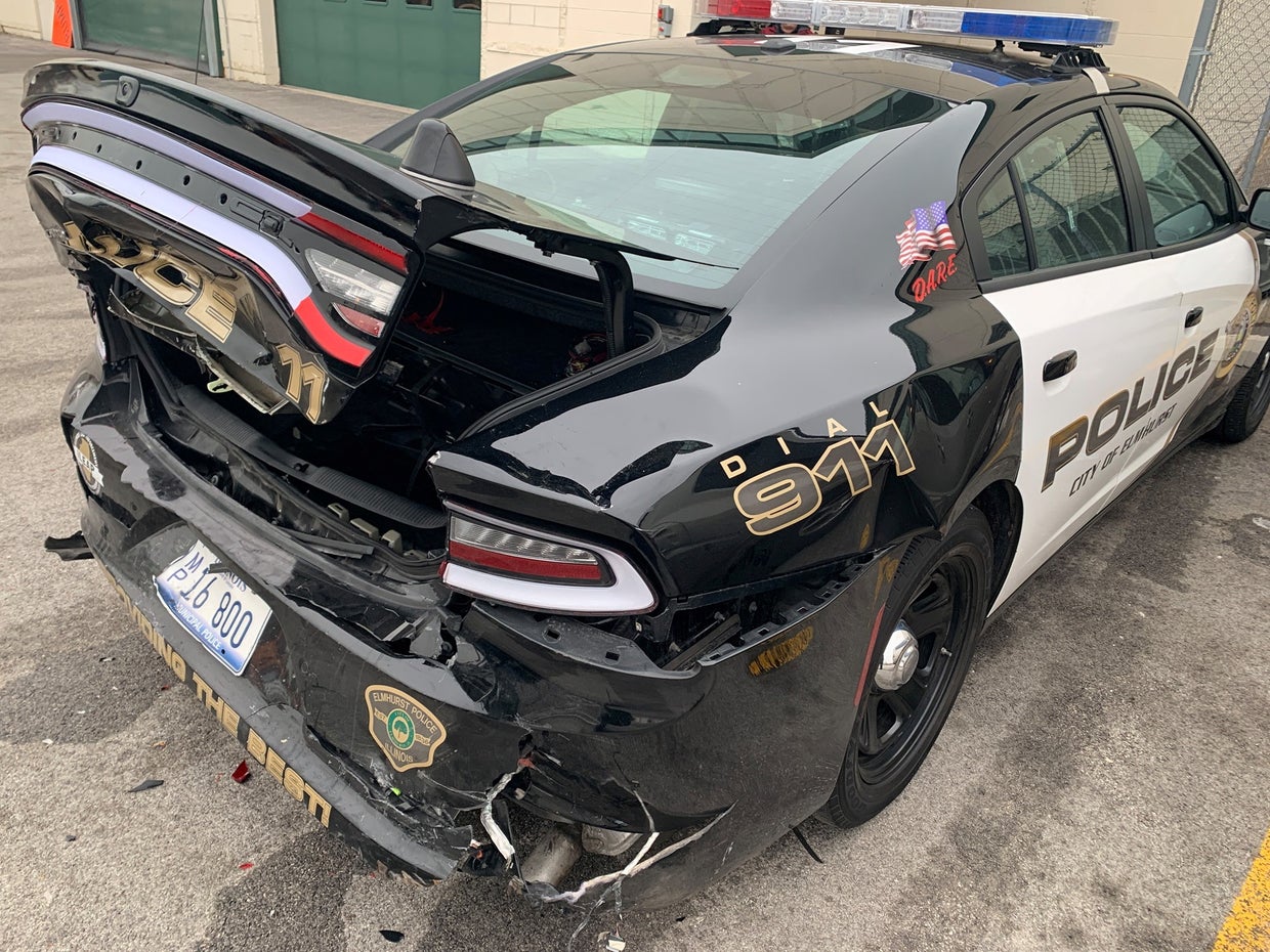 Elmhurst Police Squad Car Rear-Ended During Traffic Stop - CBS Chicago